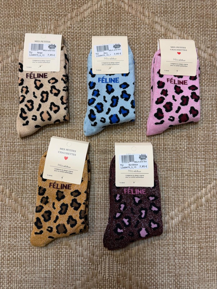 Chaussettes Féline Léopard Pailletées Femme | Mila and Stories