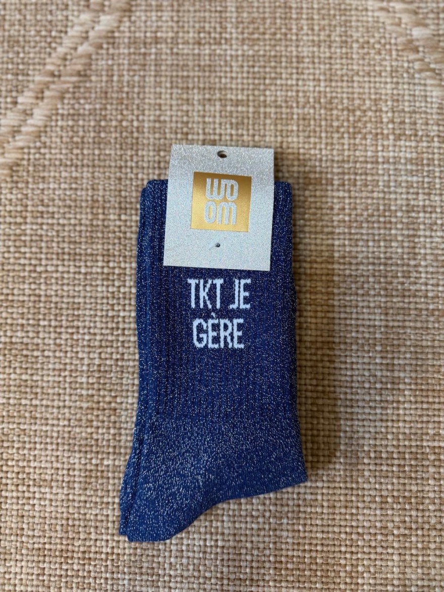 Chaussettes TKT Je Gère Pailletées Bleues Femme | Marina