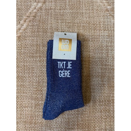Chaussettes TKT Je Gère Pailletées Bleues Femme | Marina