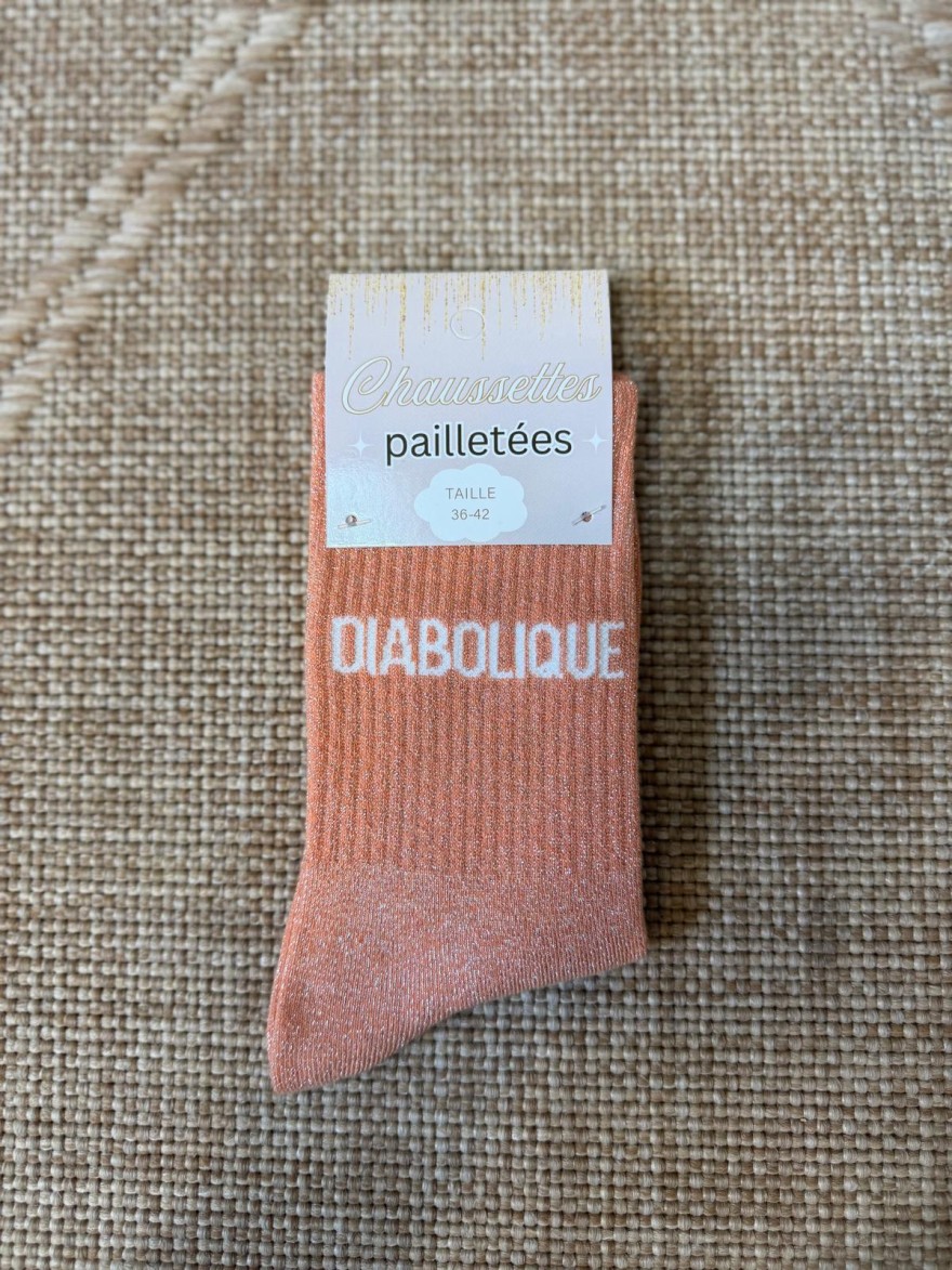 Chaussettes Diabolique Pailletées Roses Femme | Marina