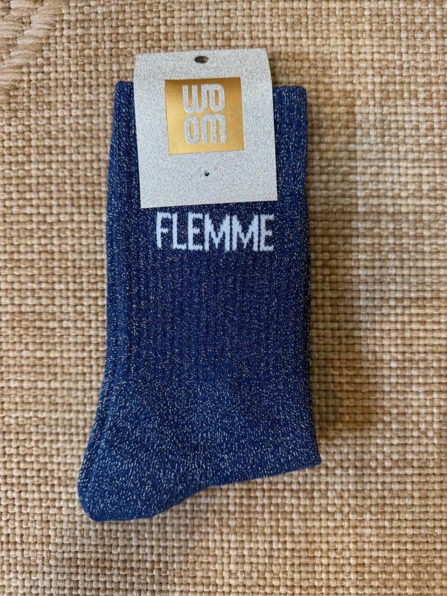 Chaussettes Flemme Pailletées Bleues Femme | Marina