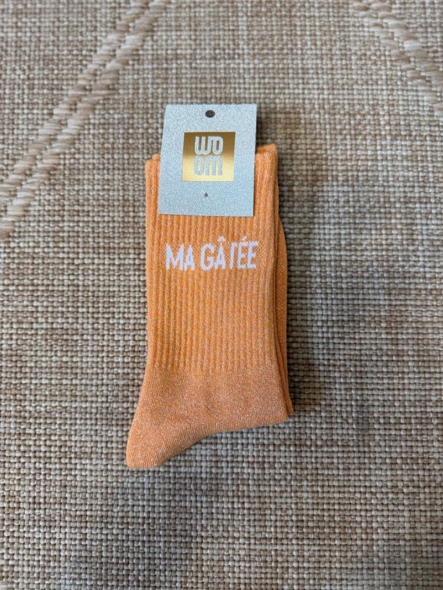 Chaussettes Ma Gâtée Pailletées Orange Femme | Marina
