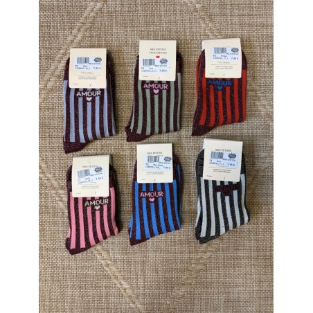 Chaussettes Amour Rayées Pailletées Femme | Mila and Stories