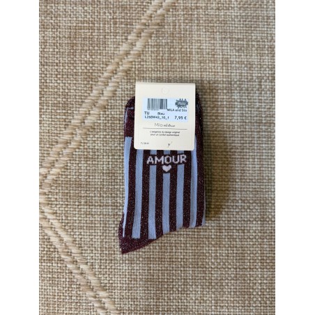 Chaussettes Amour Rayées Pailletées Femme | Mila and Stories