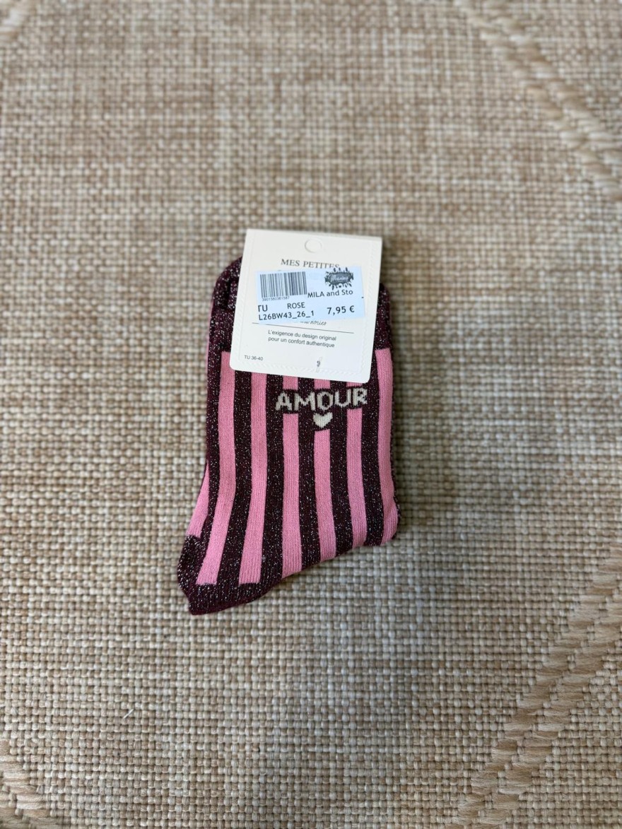 Chaussettes Amour Rayées Pailletées Femme | Mila and Stories
