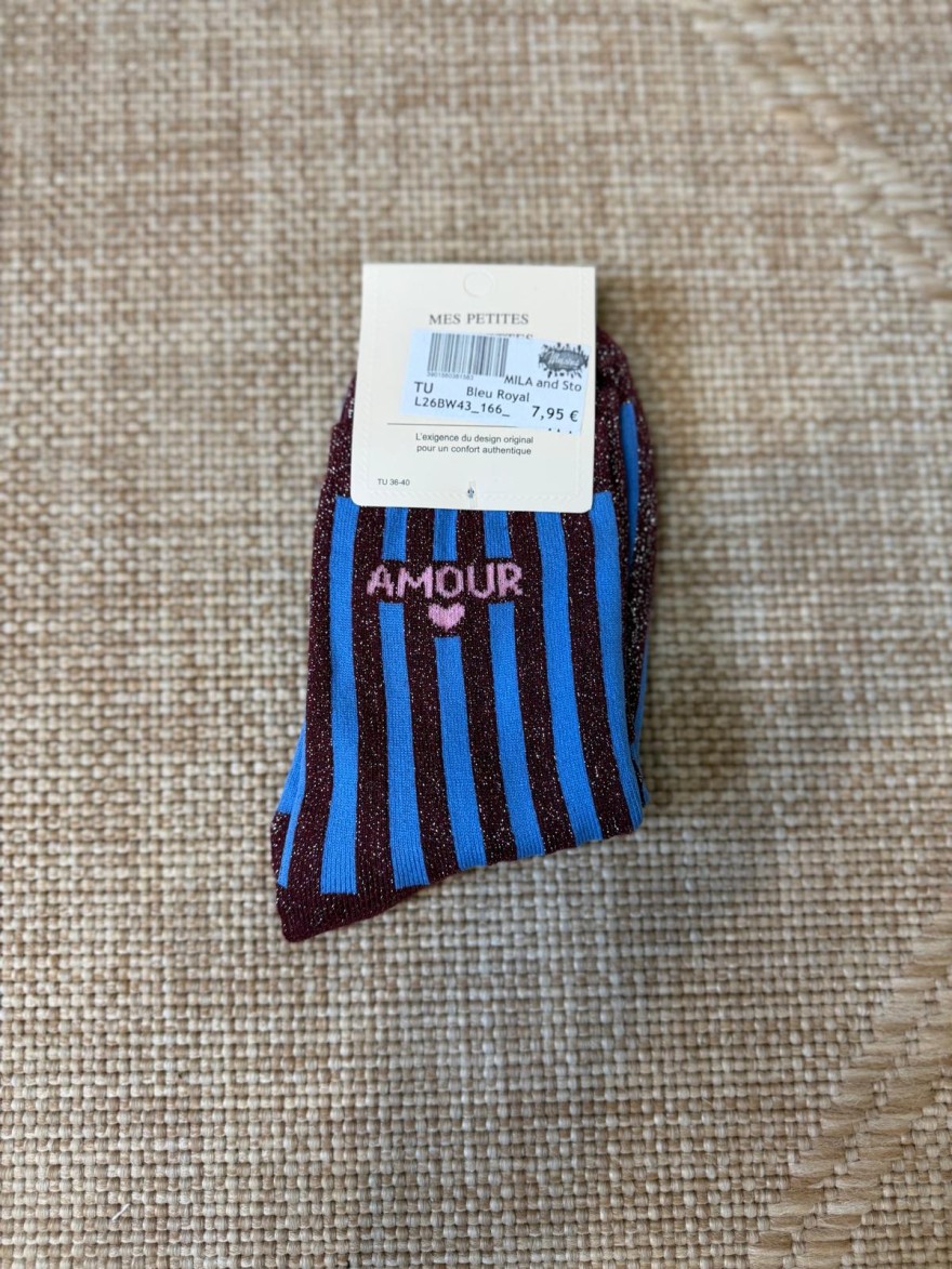 Chaussettes Amour Rayées Pailletées Femme | Mila and Stories
