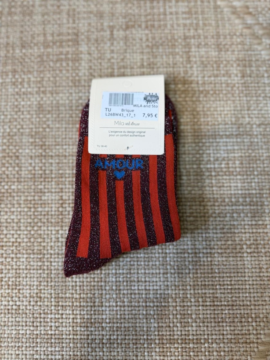 Chaussettes Amour Rayées Pailletées Femme | Mila and Stories