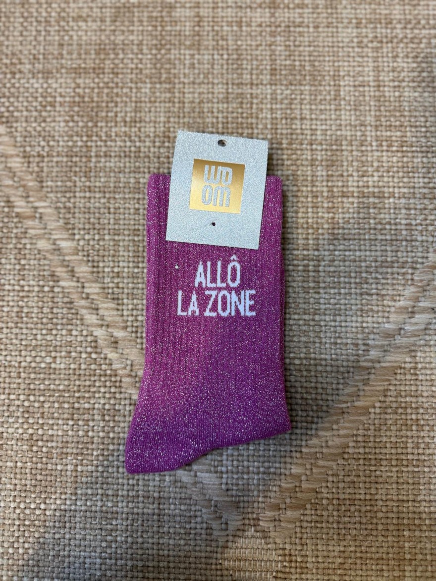 Chaussettes Allô la Zone Pailletées Roses Femme | Marina