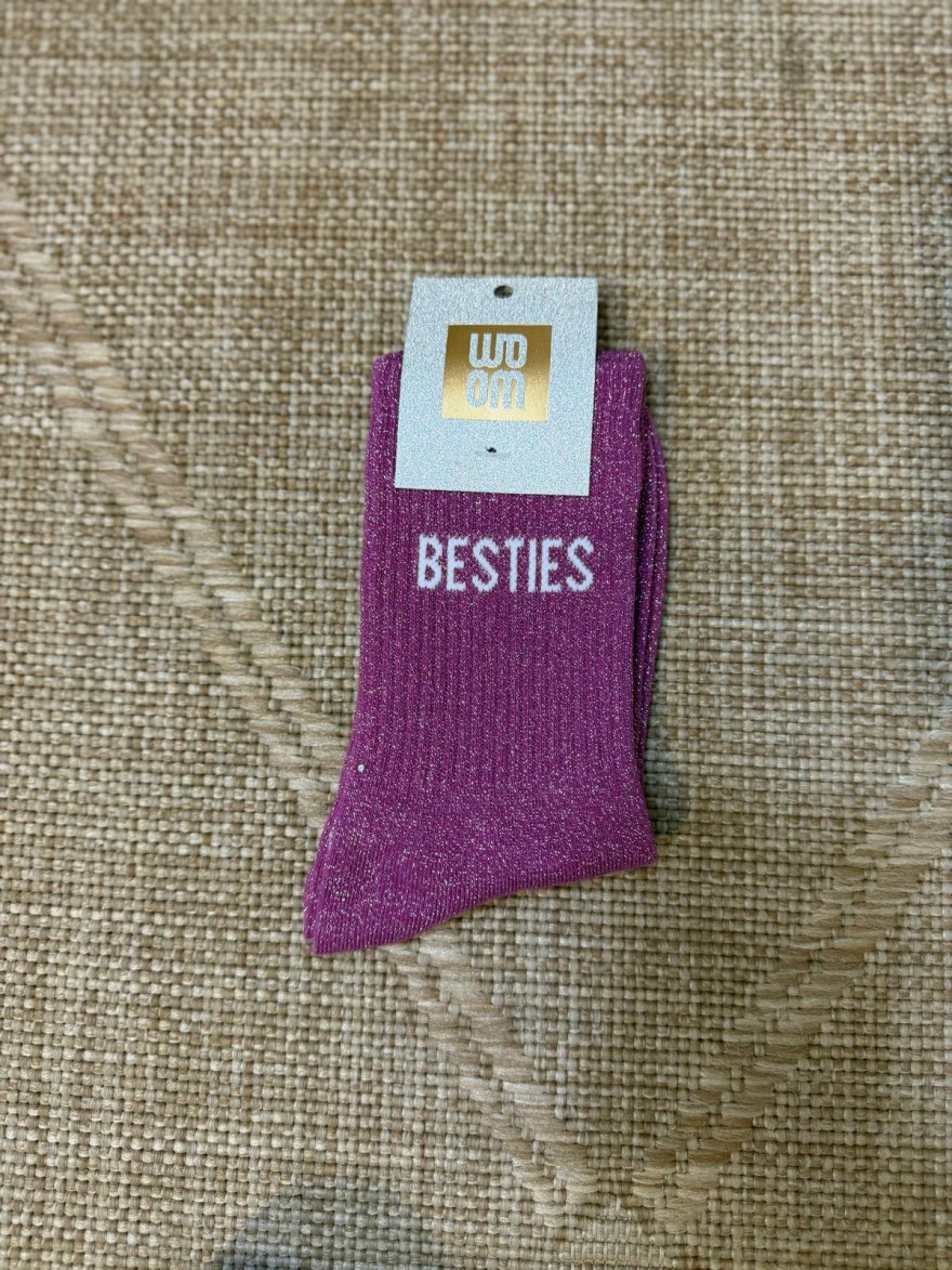Chaussettes Besties Pailletées Rose Fuchsia Femme | Marina