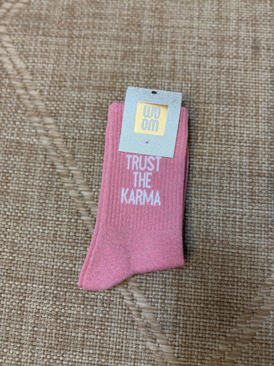 Chaussettes Trust The Karma Pailletées Roses Femme | Marina