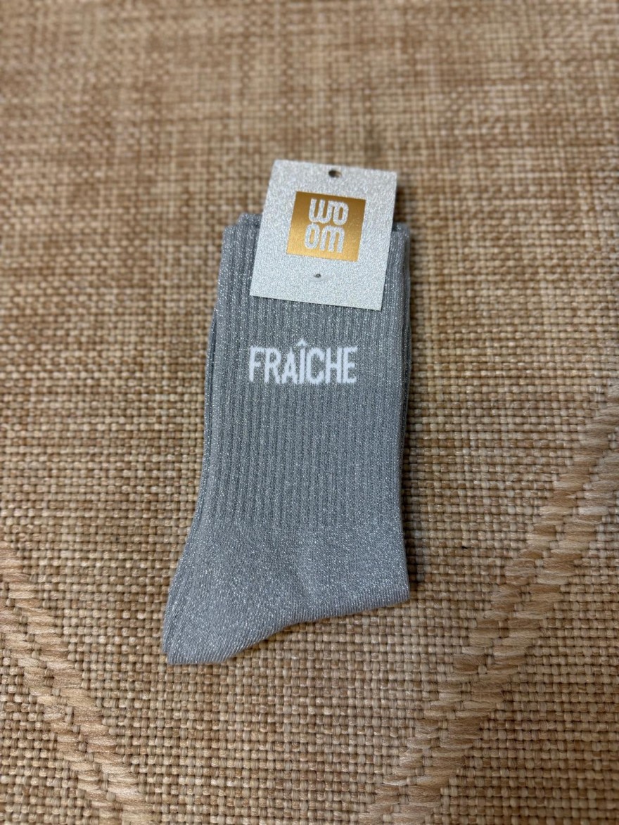 Chaussettes Fraîche Pailletées Grises Femme | Marina