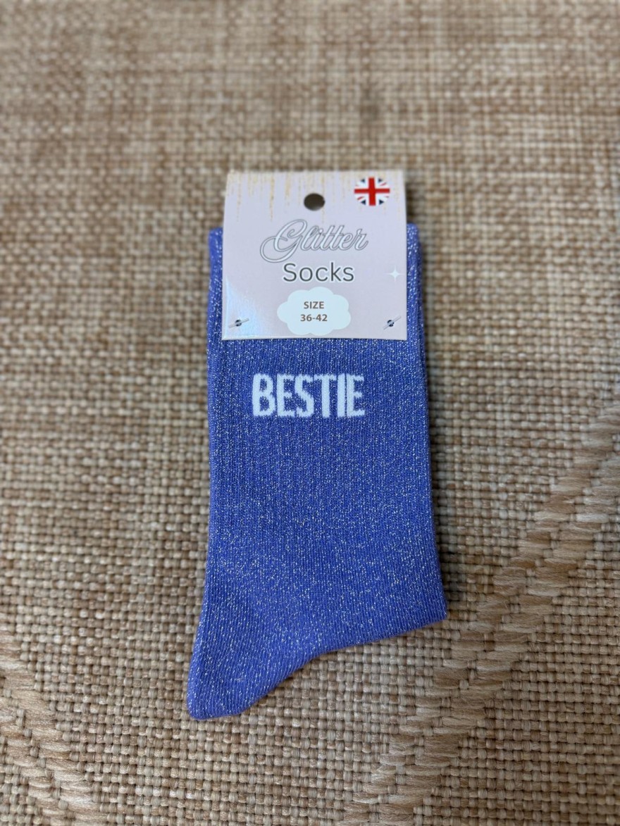 Chaussettes Bestie Pailletées Bleues Femme | Marina