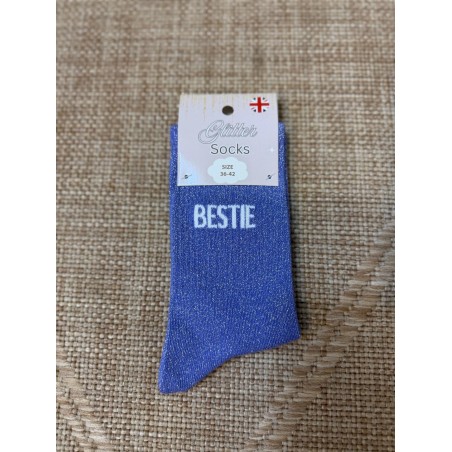 Chaussettes Bestie Pailletées Bleues Femme | Marina