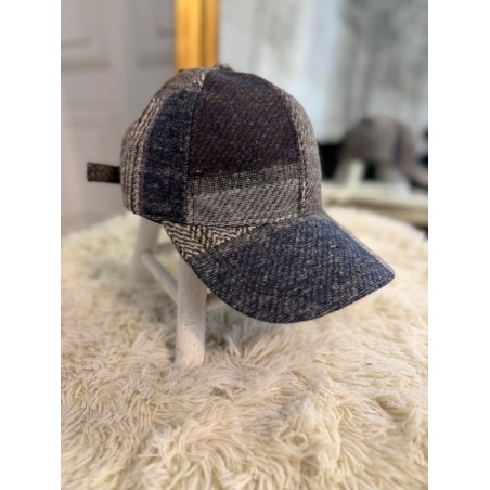 Casquette Femme Patchwork Laine Bleu et Marron | Marina