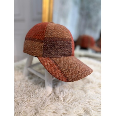 Casquette Femme Patchwork Laine Rouge et Marron | Marina