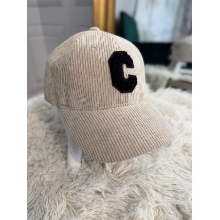 Casquette Côtelée Patch C Beige Femme | Marina