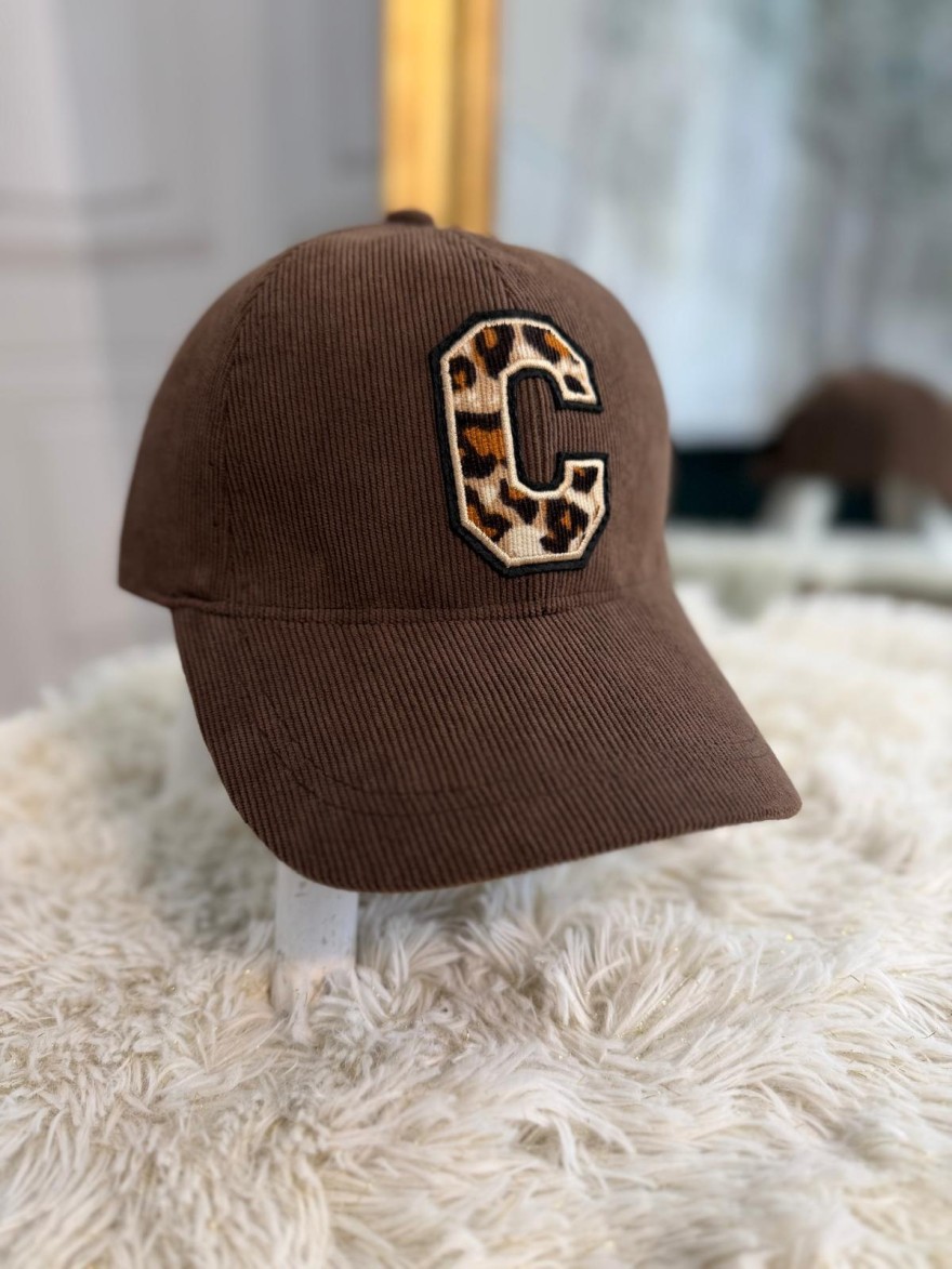 Casquette Velours Côtelé Logo C Léopard Femme | Marina & Paloma