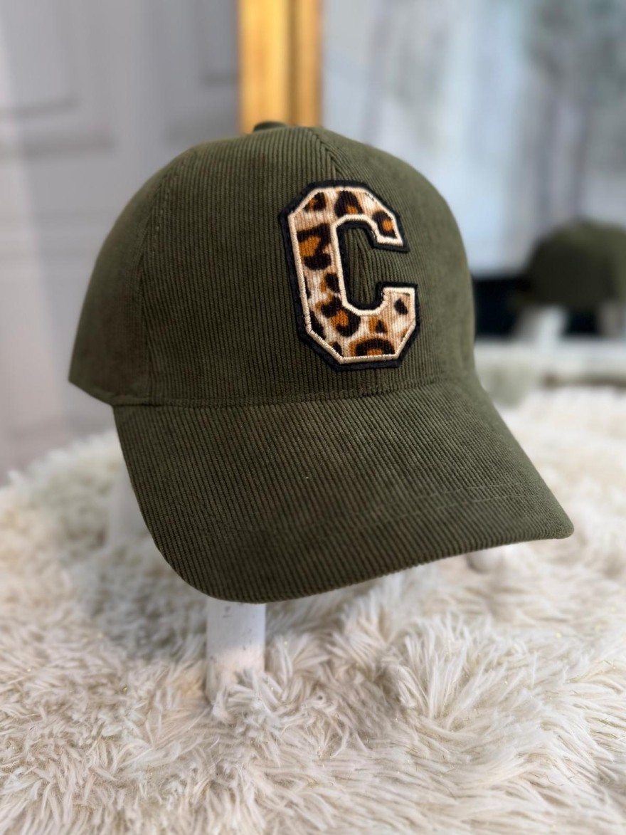 Casquette Velours Côtelé Logo C Léopard Femme | Marina & Paloma