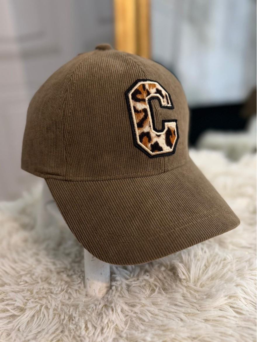 Casquette Velours Côtelé Logo C Léopard Femme | Marina & Paloma