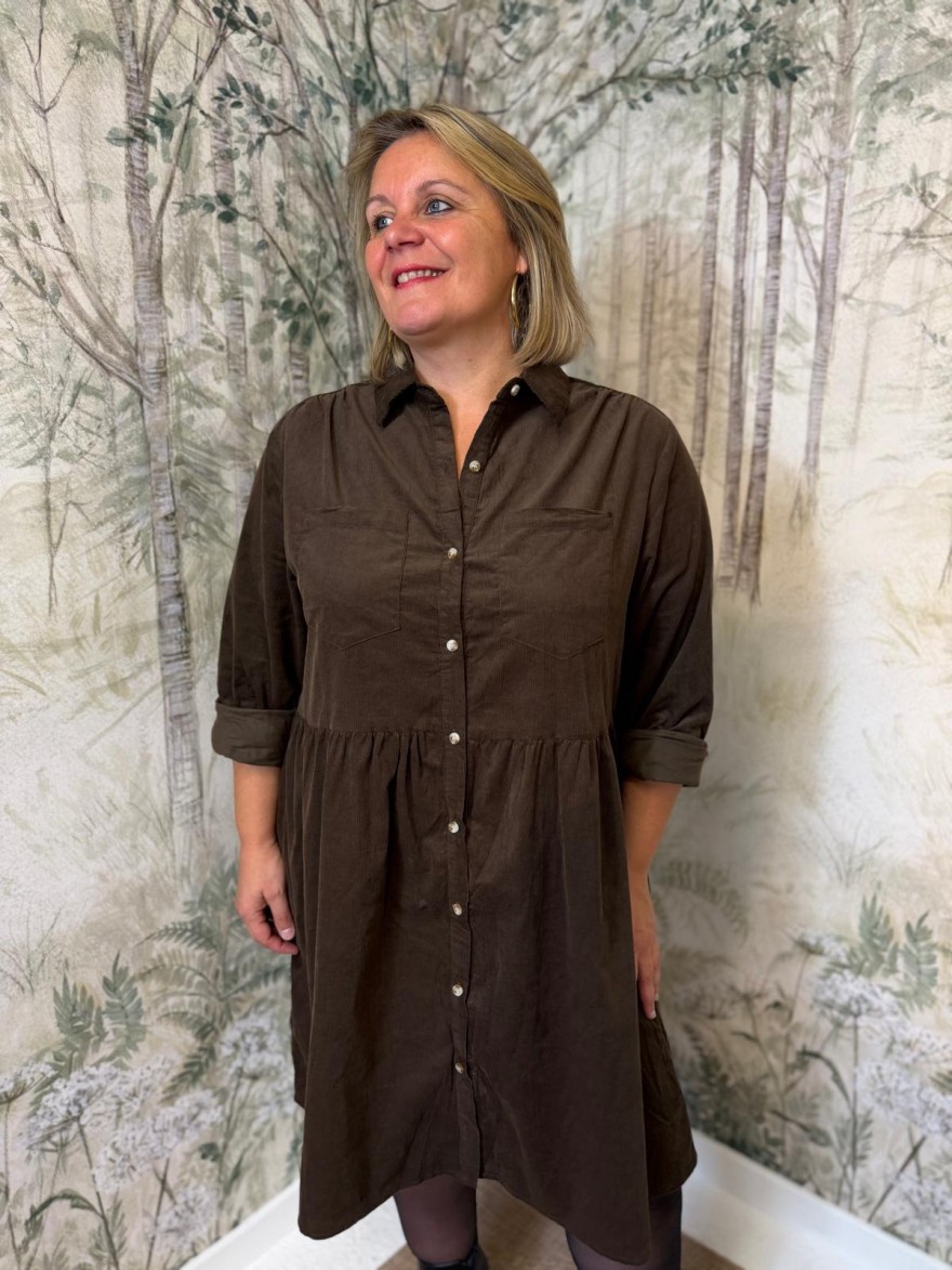 Robe Chemise Velours Côtelé Grande Taille Vivichy | Marina & Paloma