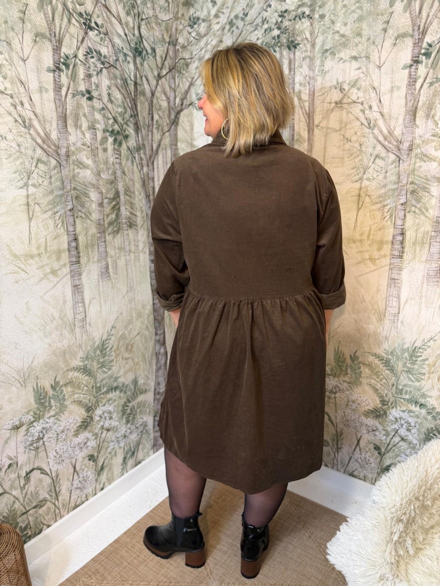Robe Chemise Velours Côtelé Grande Taille Vivichy | Marina & Paloma