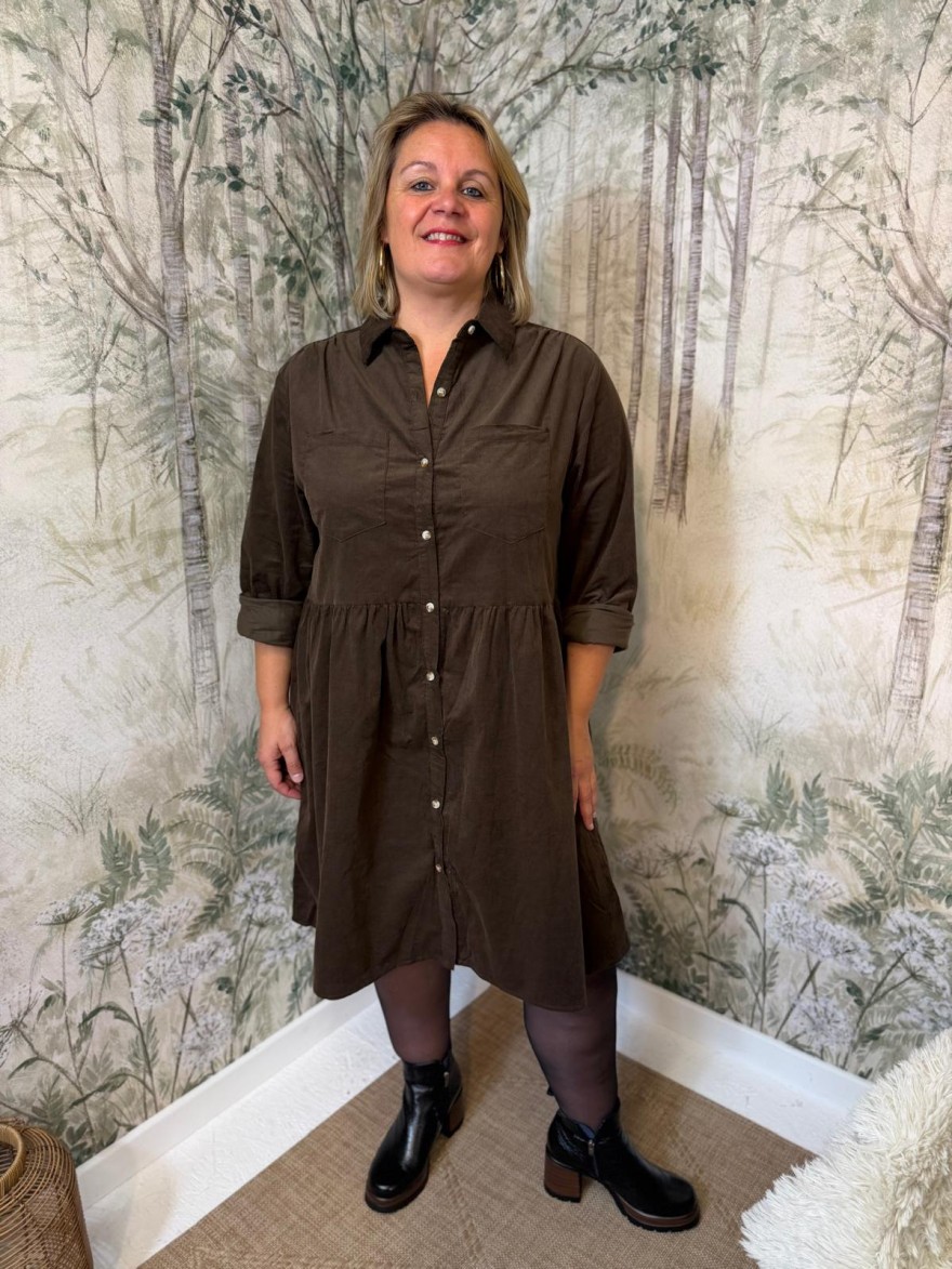 Robe Chemise Velours Côtelé Grande Taille Vivichy | Marina & Paloma