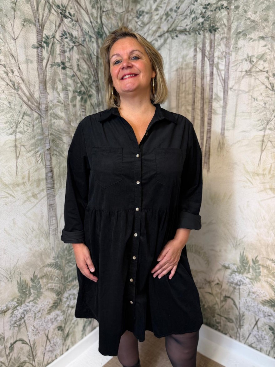Robe Chemise Velours Côtelé Grande Taille Vivichy | Marina & Paloma