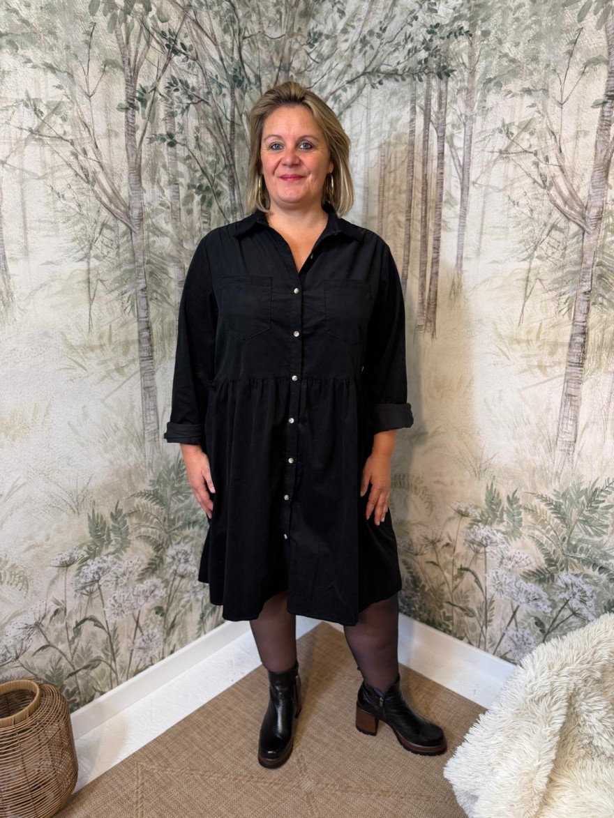 Robe Chemise Velours Côtelé Grande Taille Vivichy | Marina & Paloma