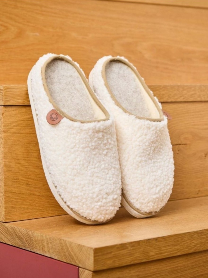 Chausson Mule Fourrée Chausse Mouton Calou Écru | Marina & Paloma