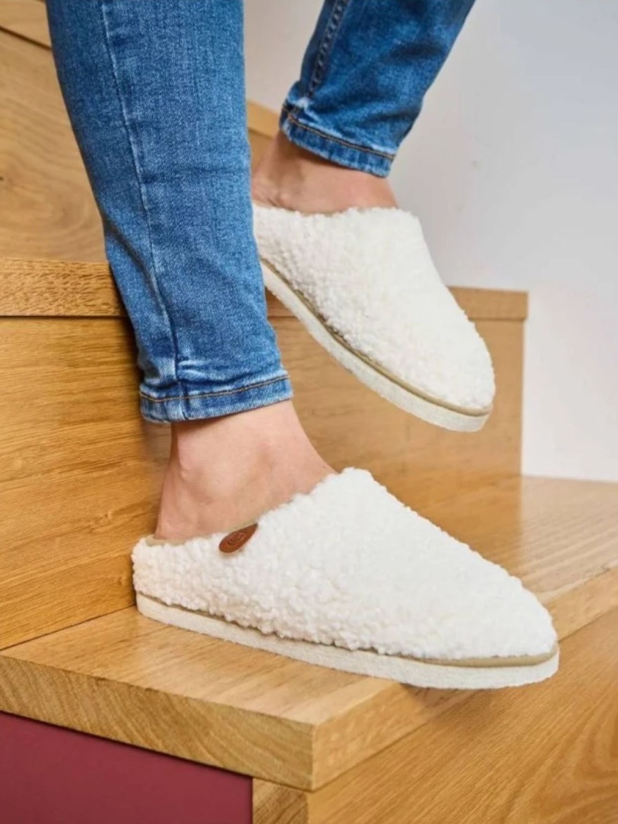 Chausson Mule Fourrée Chausse Mouton Calou Écru | Marina & Paloma