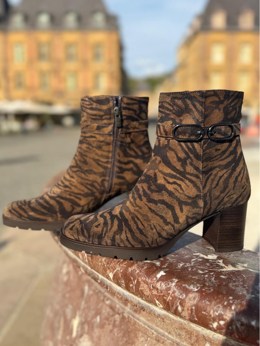 Bottine Dorking D9809 Zébrée Marron Talon 6 cm | Marina & Paloma