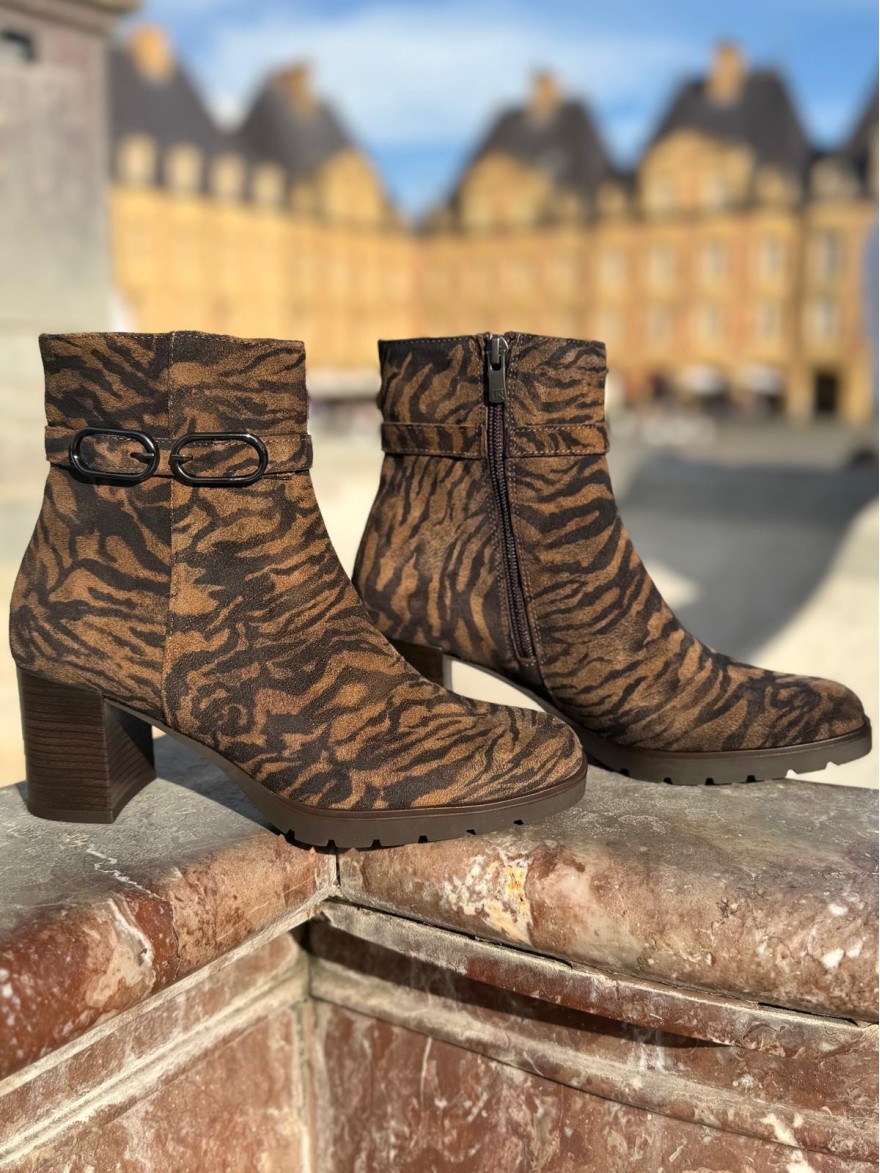 Bottine Dorking D9809 Zébrée Marron Talon 6 cm | Marina & Paloma