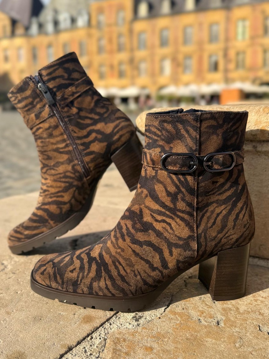 Bottine Dorking D9809 Zébrée Marron Talon 6 cm | Marina & Paloma