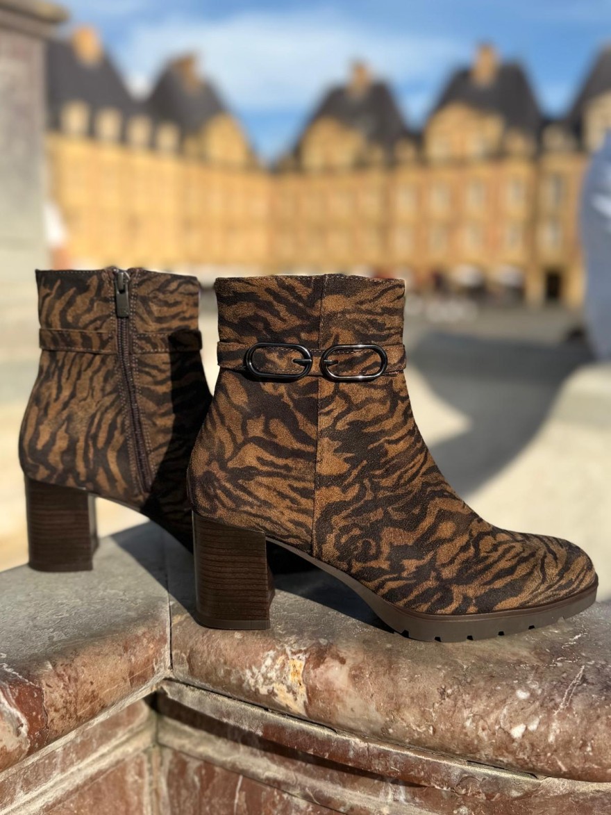 Bottine Dorking D9809 Zébrée Marron Talon 6 cm | Marina & Paloma