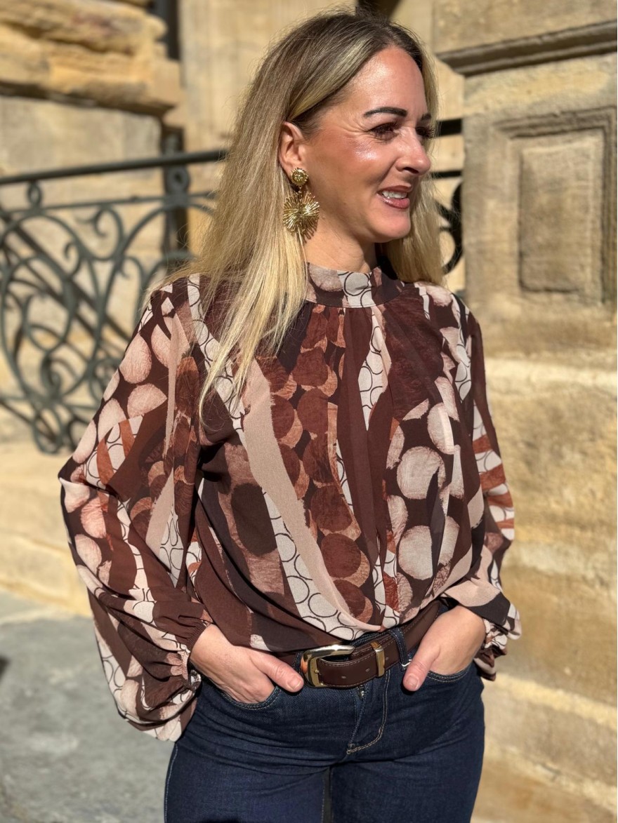 Haut Blousant à Imprimé Multicolore Latino | Marina & Paloma
