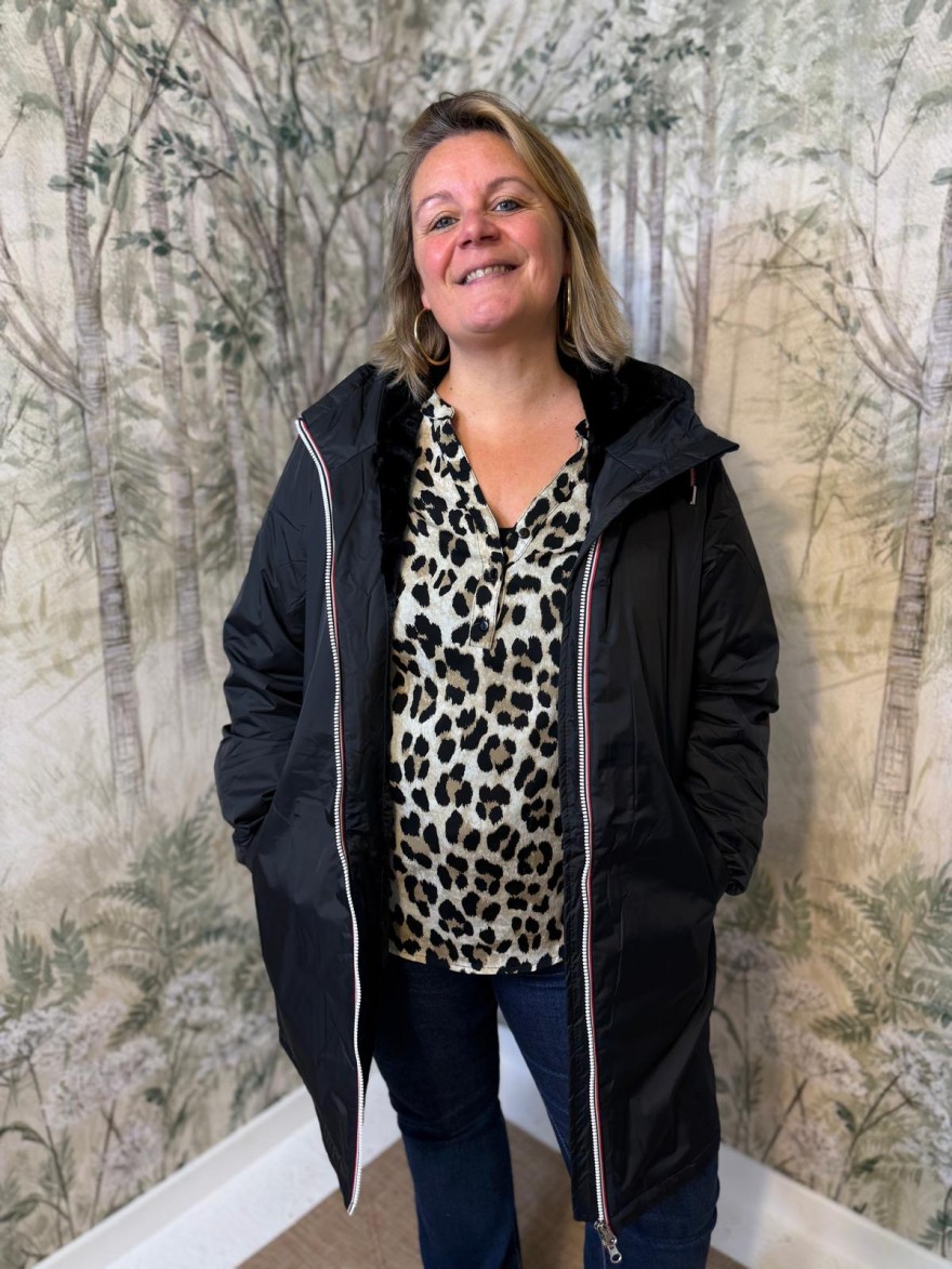 Imperméable Fourré Noir Grande Taille Laura Jo | Marina & Paloma