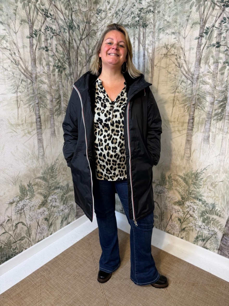 Imperméable Fourré Noir Grande Taille Laura Jo | Marina & Paloma