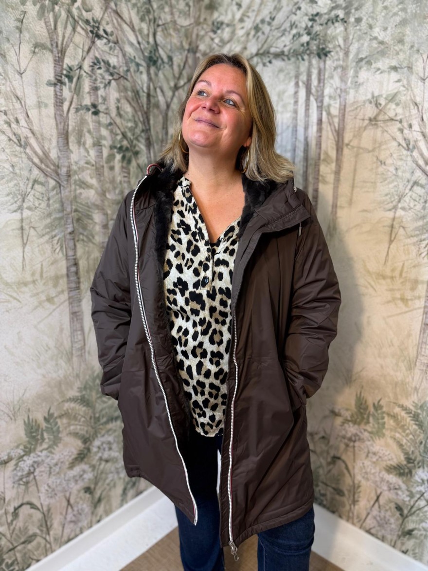 Imperméable Fourré Marron Grande Taille Laura Jo | Marina & Paloma