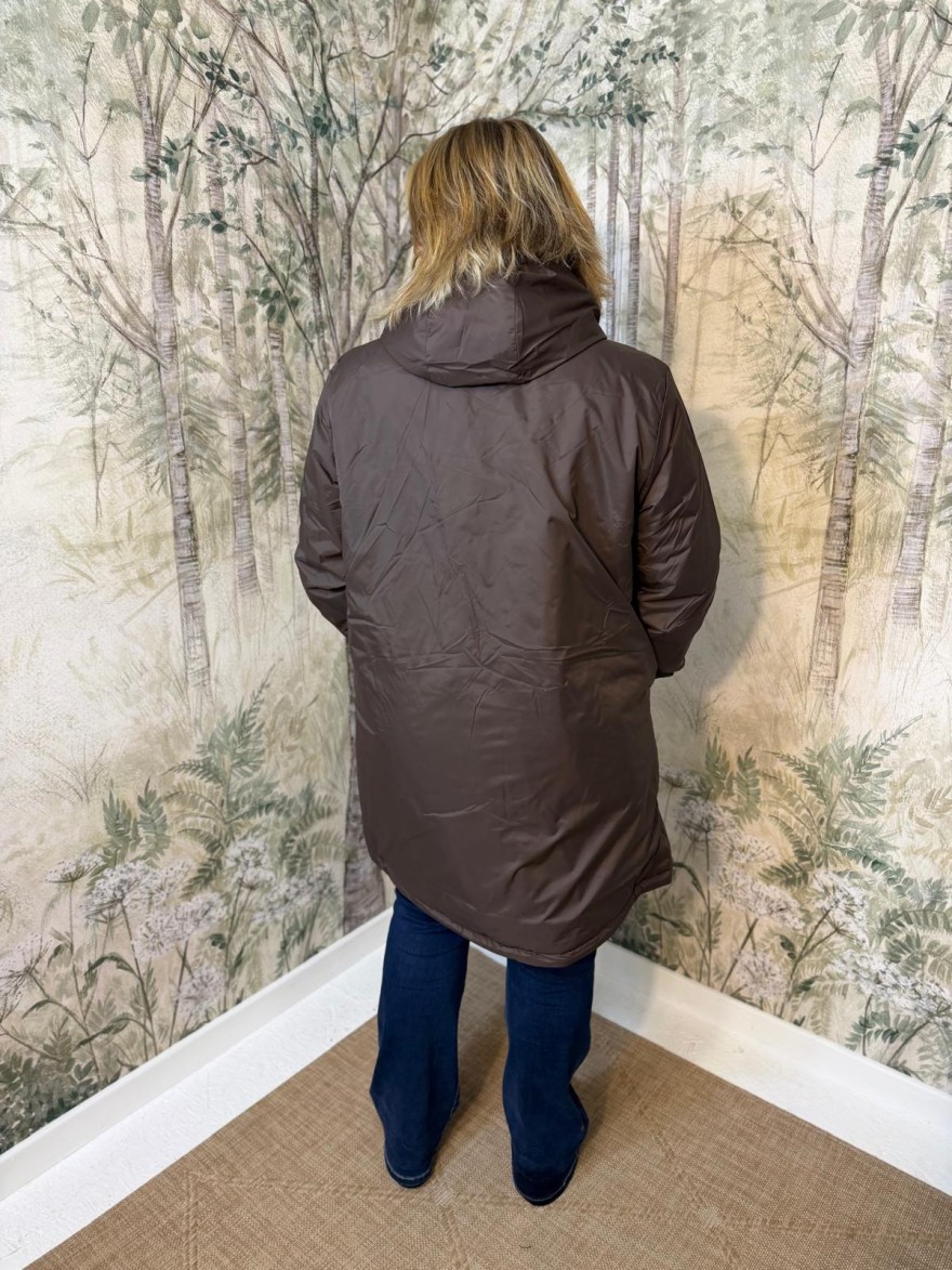 Imperméable Fourré Marron Grande Taille Laura Jo | Marina & Paloma
