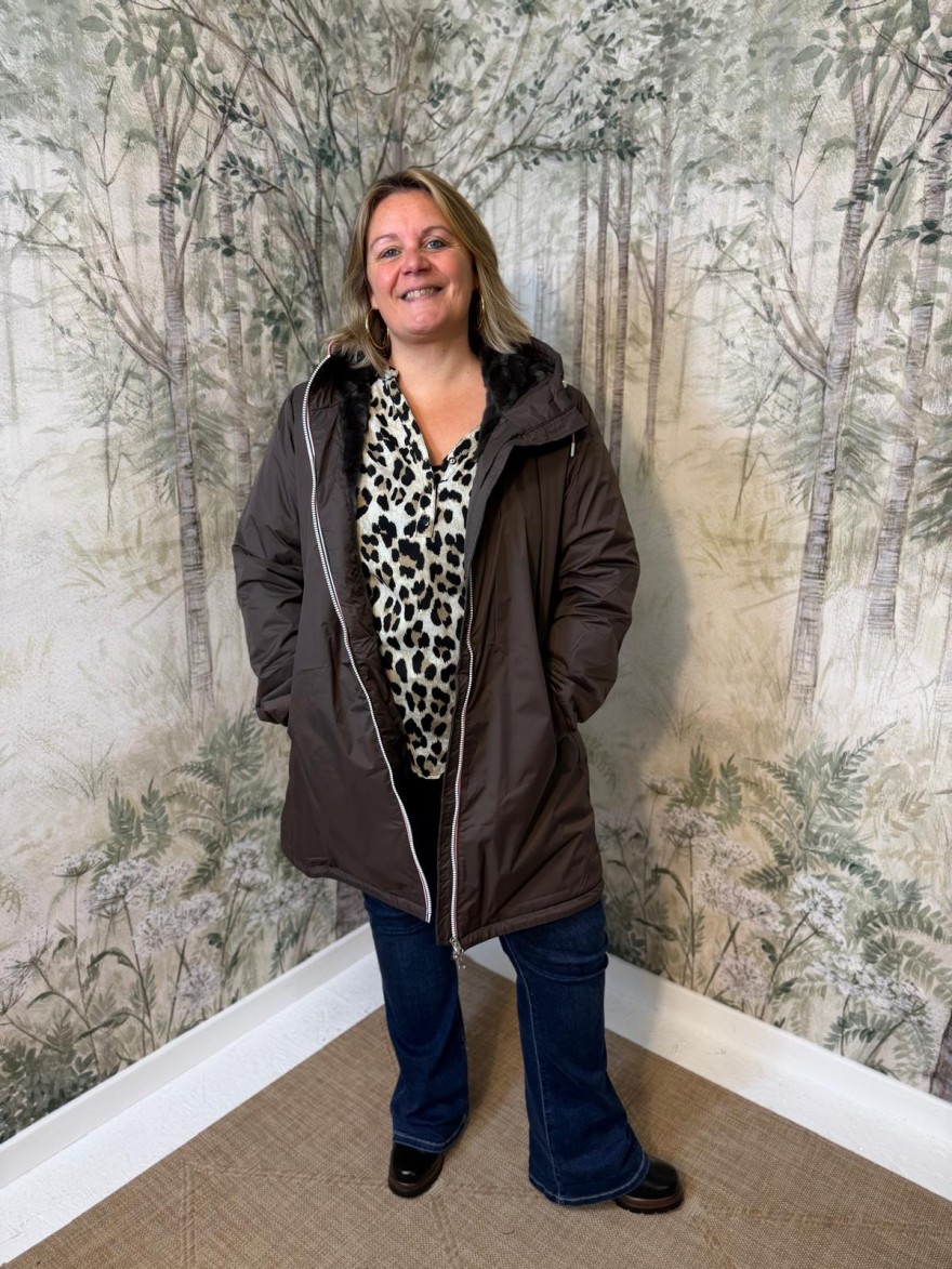 Imperméable Fourré Marron Grande Taille Laura Jo | Marina & Paloma