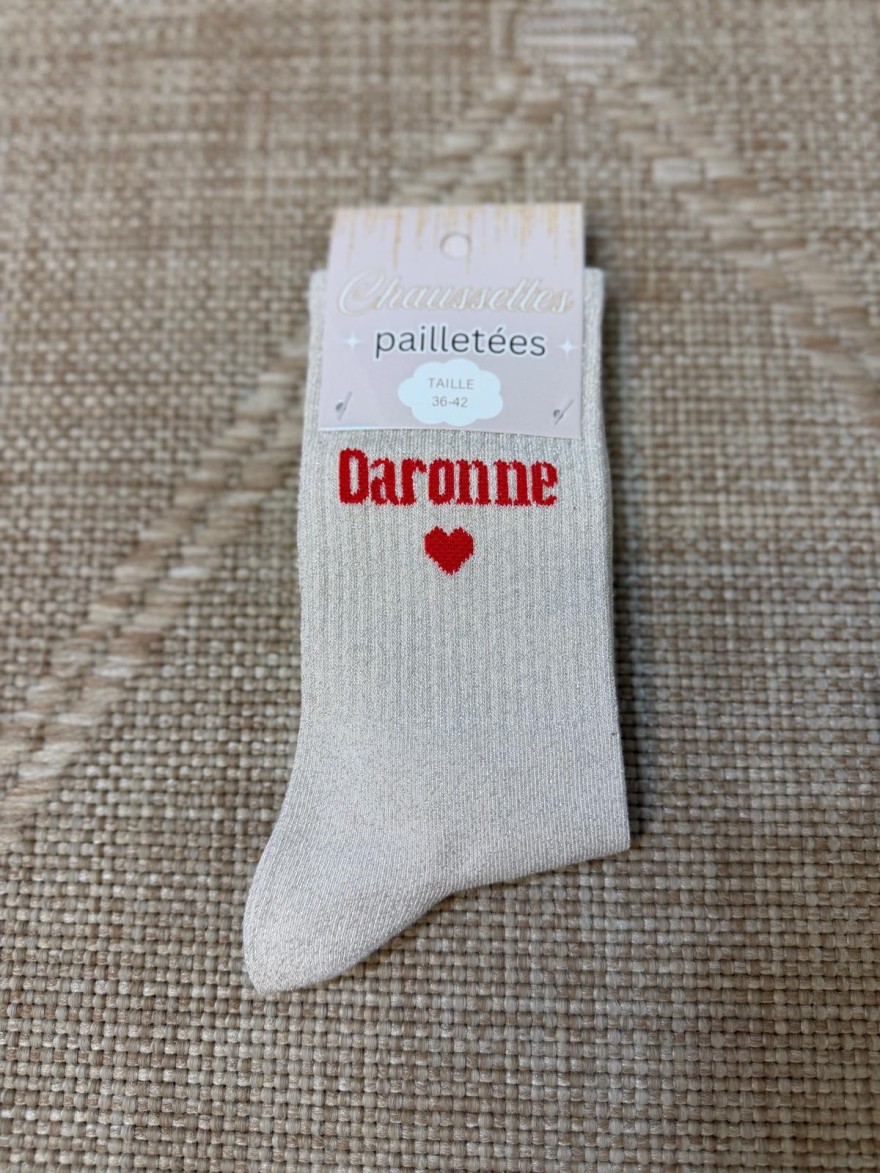 Chaussettes à Paillettes Daronne Écrues Femme | Marina