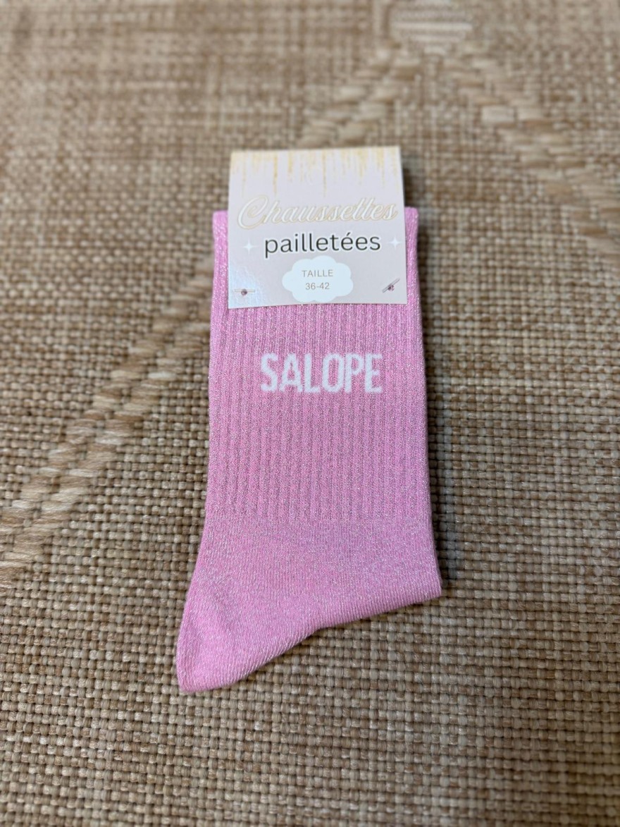 Chaussettes à Paillettes Salope Roses Femme | Marina