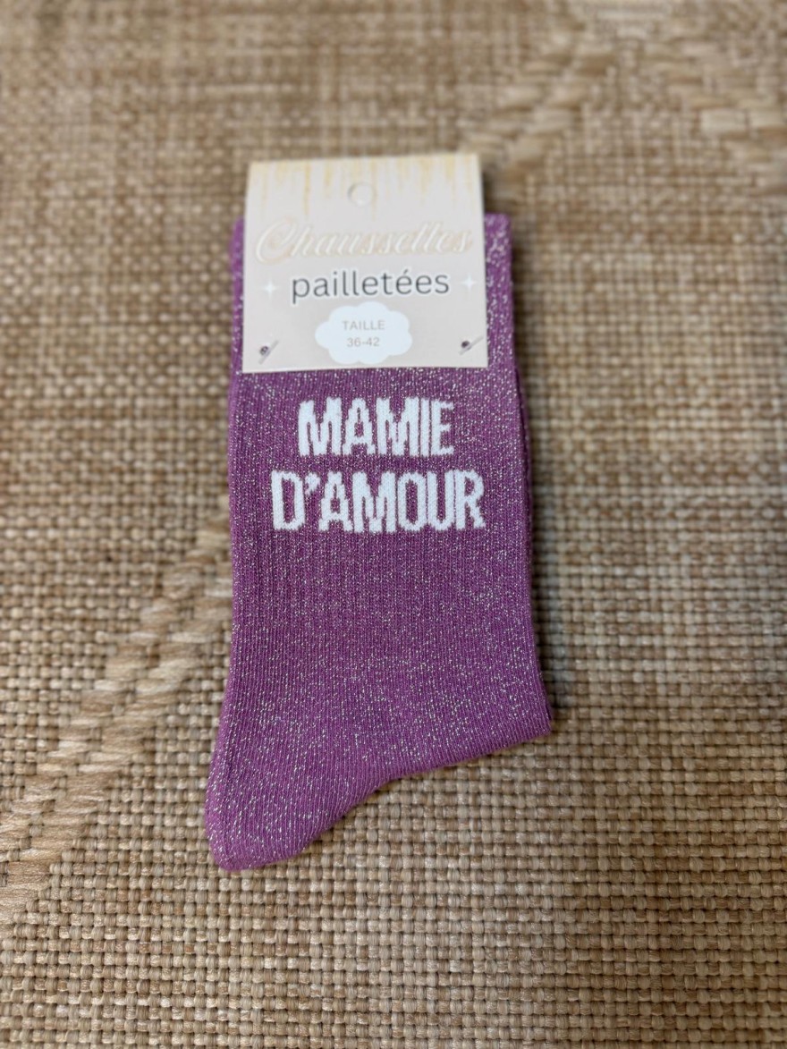 Chaussettes à Paillettes Mamie d'Amour Mauves | Marina
