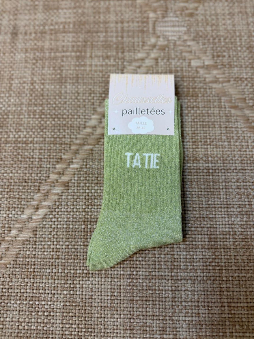 Chaussettes à Paillettes Tatie Vertes Femme | Marina