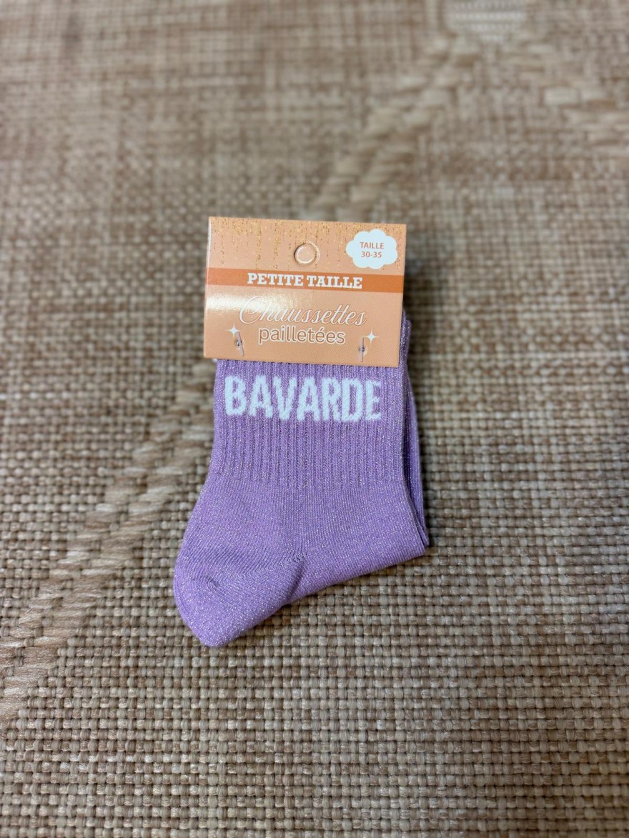 Chaussettes à Paillettes Bavarde Mauves Petite Taille | Marina