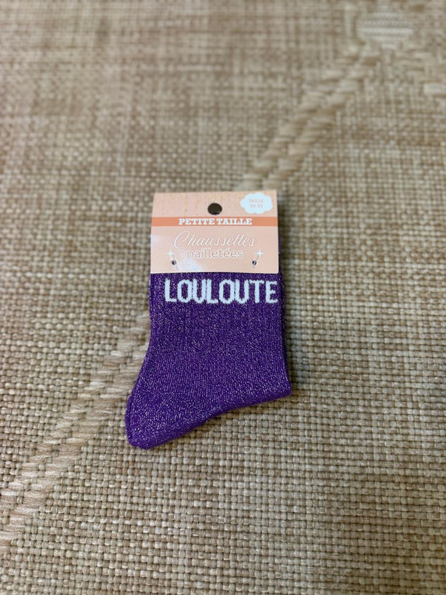 Chaussettes à Paillettes Louloute Violettes Petite Taille | Marina