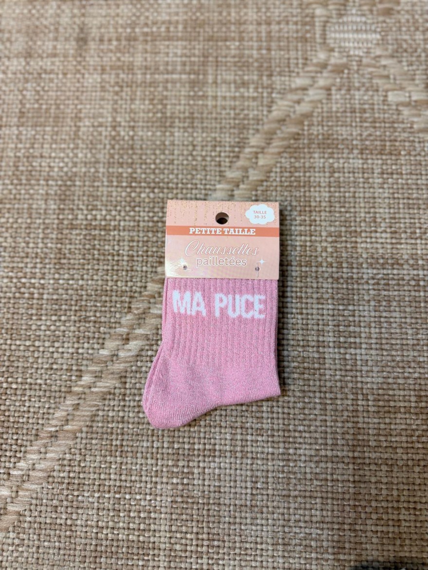 Chaussettes à Paillettes Ma Puce Roses Petite Taille | Marina