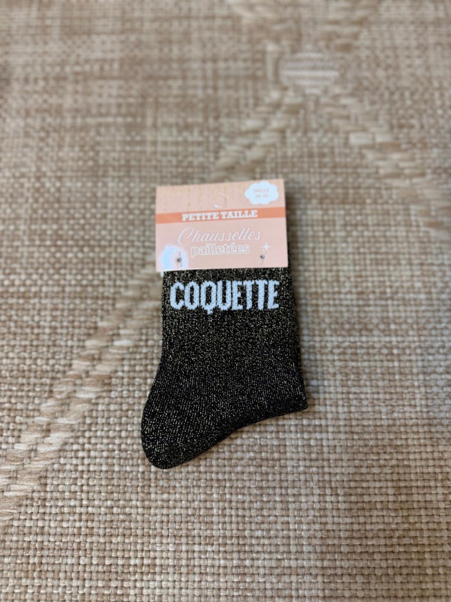 Chaussettes à Paillettes Coquette Noires Petite Taille | Marina