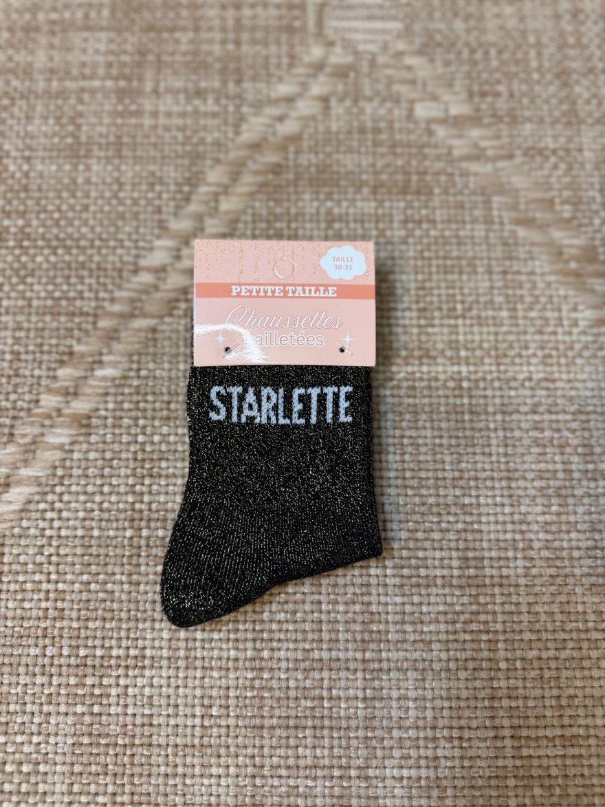 Chaussettes à Paillettes Starlette Noires Petite Taille | Marina