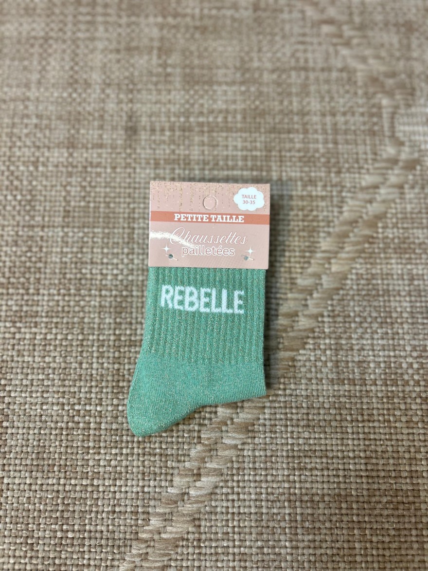 Chaussettes à Paillettes Rebelle Vert Menthe Enfant | Marina